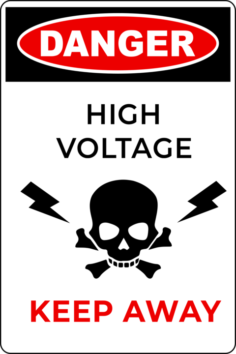 Keep Away High Voltage Skull Vector Warning Sign Template